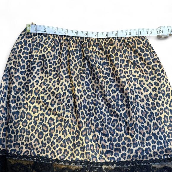 Y2k mcbling velvet cheetah mini slip skirt w/ black lace womens size small - Picture 5 of 6